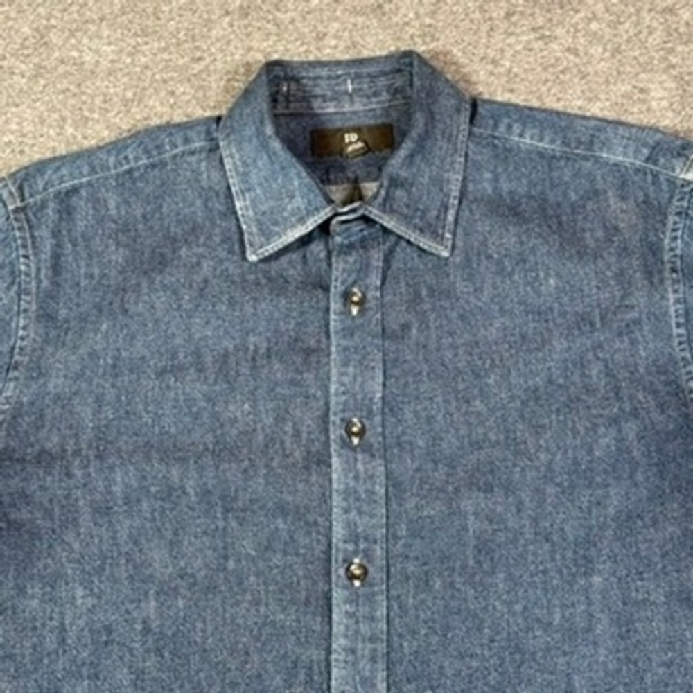 Banana Republic Mens L Standard Fit Denim Shirt Blue‎ Cotton Hemp Long Sleeve
